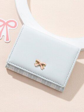 NEW Bow Small Wallet Pink Aesthetic w Card Slots ID Window Cute Fashion Classy